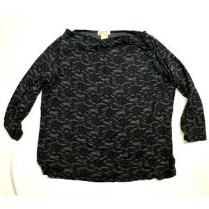 Michael Michael Kors‎ Womens Black & Gray Camouflage Print Long Sleeve Top 1X